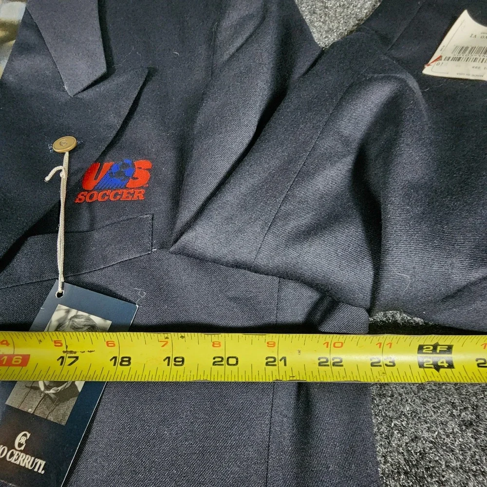 NWT‎ USA Soccer Embroidered Nino Cerruti Double Breasted Wool Blazer Navy 42S
